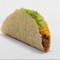 Taco · Seasoned ground beef, cheddar cheese, and lettuce in a crispy corn shell.
