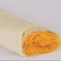 Cheesy Burrito · Lots of melted cheddar cheese and a thin layer of refritos rolled in a flour tortilla.