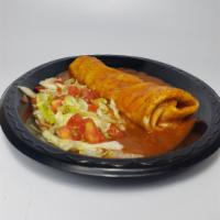 Cheese Enchilada · Monterey Jack cheese and onion rolled in a flour tortilla, smothered with enchilada sauce ＆ ...