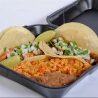 Street Taco Platter · Shredded beef, grilled chicken or marinated steak folded into lightly grilled corn tortillas...