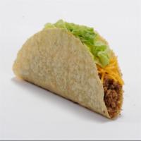 Taco Kids Meal · Seasoned ground beef, cheddar cheese, and lettuce in a crispy corn shell. Includes a junior ...