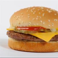 Cheeseburger Kids Meal · An all-beef patty topped with two slices of melted American cheese, pickles, ketchup, and mu...