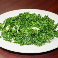 Spinach Saute · CHOPPED spinach, sauted in olive oil and garlic. 