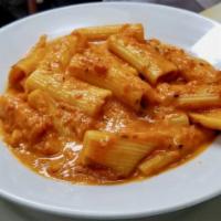 Rigatoni with Vodka Sauce · Pasta with a homemade vodka sauce with a smooth, creamy tomato sauce with touch vodka and he...