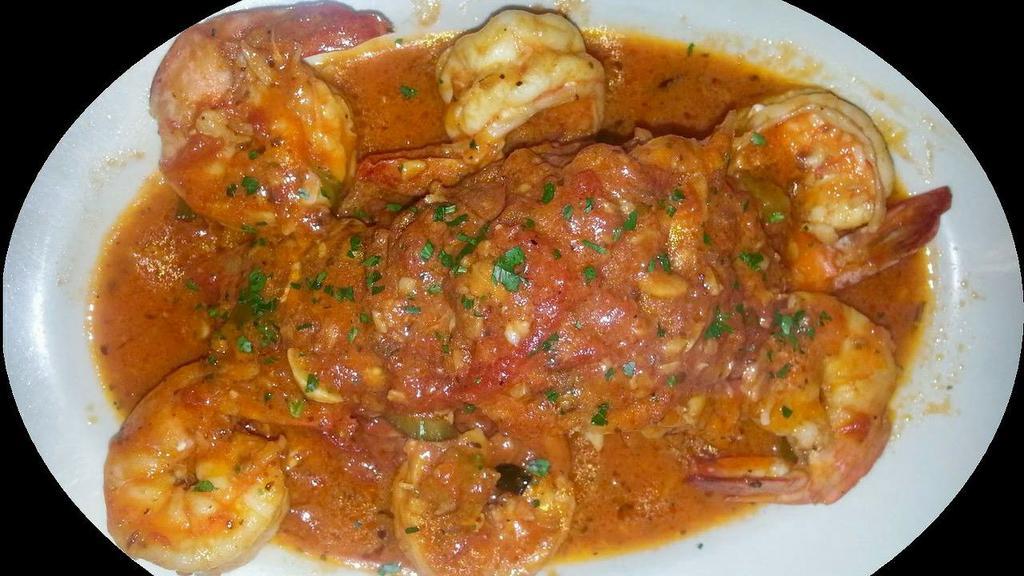 Shrimp Marinara · Sauteed jumbo shrimp served in a sweet marinara sauce with choice of pasta or salad. 