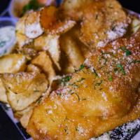Fish and Chips · Filet of fish lightly fried. Served with seasoned chips and tartar sauce