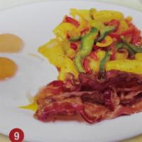 8. Huevo Papa de la Casa y Tocineta · Eggs any style with home fries and bacon.