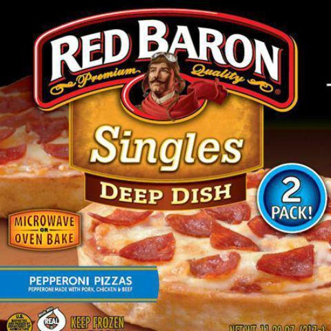 Red Baron Pepperoni Pizza Deep Dish 11.2oz · The classic pizza topping in the perfect size for lunch or dinner. RED BARON® Singles Pepperoni Deep Dish Pizza lets you enjoy the perfect pizza within minutes.
