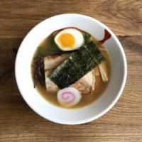 R2_Shoyu Ramen · Soy sauce pork broth, topped with kikurage, egg, chashu pork, bamboo shoots, and scallion.