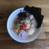 R6_Gomoku Ramen (Seafood) · Pork broth, topped with vegetable and mix seafood.