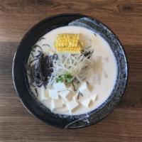 R9_Tou Nyu Ramen (rich soy miso flavor) · Soymilk miso broth topped with tofu, bean sprouts, bamboo shoots, and wild mushrooms. Vegeta...
