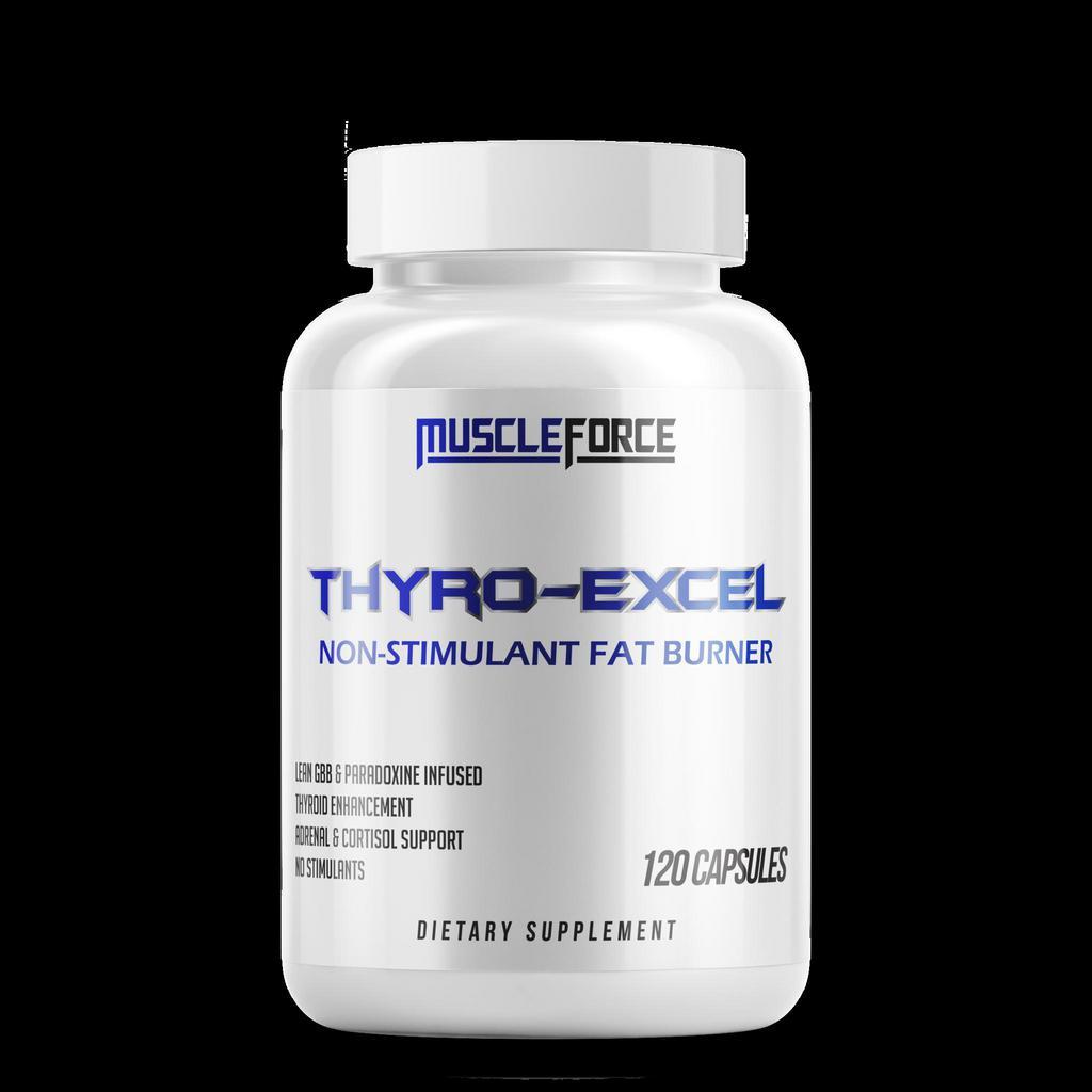 Thyro- Excel · Non-stim weight loss supplement. Thyro-Excel was designed to optimize your weight loss with FOUR main components: 
Thermogenic, Thyroid, Adrenal, & Cortisol. 
Thyro Excel is also is able to Stimulate the Thyroid gland to produce more thyroid hormone (T3 & T4) enhances your body's basal metabolic rate. This increases your caloric expenditure and your body's natural metabolism. 