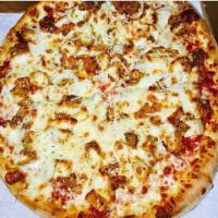 Chicken Parmigiana Pizza · Chicken cutlet, mozzarella cheese and red sauce.