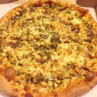 A la Pesto Pizza · Charbroiled chicken, mozzarella cheese and pesto sauce.