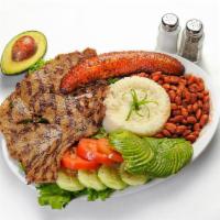 1. Grilled Steak · Includes rice, beans, salad and fried plantain. 