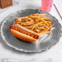 Hotdog Combo with Fries  · Single hotdog, fries, and 16 oz. fountain drink.