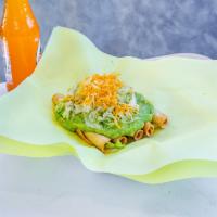 5 Rolled Tacos ·  5 shredded beef or chicken taquitos, topped with guacamole, lettuce and cheese.