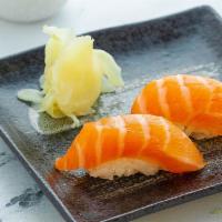 Salmon Toro Nigiri 2 Pcs · Nigiri sushi.