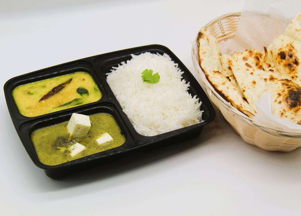 Lunch Box Special Veg Only (Only available between 12 and 2:30pm) · Includes Paneer Curry, Side Curry, White Rice and Naan