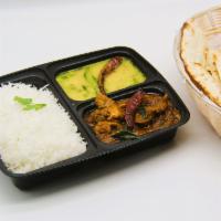 Lunch Box Special Veg Only (Only available between 12 and 2:30pm) · Includes Chicken Curry, Side Curry, White Rice and Naan