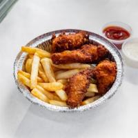 Hot Wings with Fries · 5 Spicy wings or mild