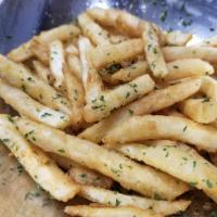 Truffle Fries · Crispy French Fries tossed with White Truffle oil and Parsley