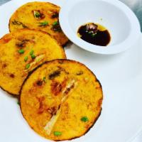 Korean Pancakes with Kimchi Lunch · Comes with 3.