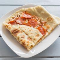 Pizza Crepe  · Pepperoni, mozzarella cheese and marinara sauce.
