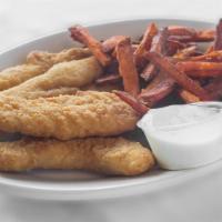 Chicken Fingers Dinner · Strips of chicken breast lightly breaded and flash fried golden brown. Served with choice of...