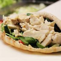 Chicken Breast Pita · Grilled Chicken Breast with YOUR CHOICE OF TOPPINGS, CHEESE & SAUCES !!