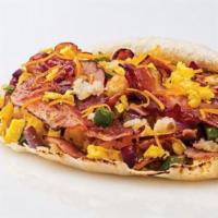 Meat the Day Pita · Bacon, Black Forest ham, Scrambled Eggs, Hashbrowns, Grilled Onions & Grilled Green Peppers ...