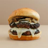 Mushroom Double Cheeseburger · Certified Angus Beef.  Two patties with sautéed mushrooms, grilled onions, mayonnaise, and m...