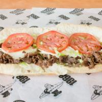 Bigger is Better! Sub · More steak and cheese on a large bun.