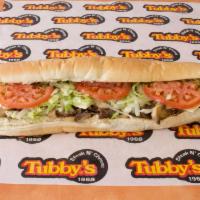 Mushroom Steak and Cheese Sub · Steak, cheese, mushrooms, onions, lettuce, tomatoes and Tubby's famous dressing. Specify unw...