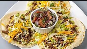 Taco All Day Dinner · 3 Angus beef or chicken tacos, served with white rice and refried beans. Make it jerked for ...