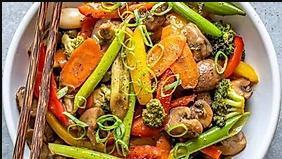 Veggie Stir-Fry · Medley of fresh, seasoned, and sauteed vegetables.