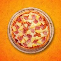 Hawaiian Pizza · Pizza sauce, extra ham, extra pineapple & topped with cheese.
