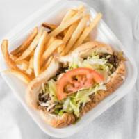 Super Philly Steak with Fries · All Philly steaks come with bell peppers onions and mushrooms cheese mayonnaise lettuce and ...