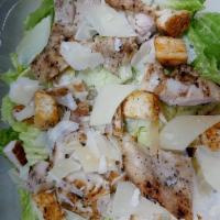 Chicken Caesar Salad · Romaine, grilled chicken and croutons.