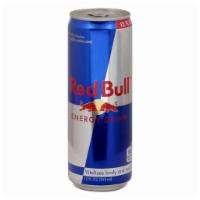 Canned Red Bull Energy Drink · Regular or sugar free.