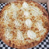 White Pie · Garlic sauce, ricotta cheese and mozzarella cheese.