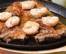 Steak and Shrimp · T-bone steak, 6 shrimp, french fries and tossed salad.