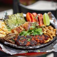 David’s Skillet  · Grilled steak, chicken, chorizo, bacon wrapped jalapeno, napal, Mexican Frank sausage and a ...