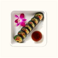 untuna roll (VG) · Un·tuna and sprouted wild rice rolled up with carrots and lettuce in a sushi roll. We cannot...