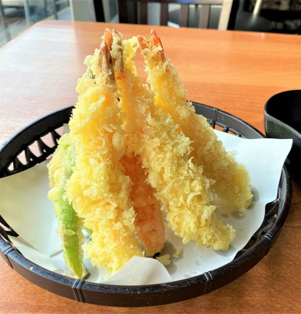 Tempura Moriawase · Shrimp tempura with assorted vegetables.