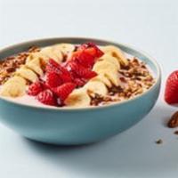 Strawberry Banana Bowl · Save the short cake! Our creamy, strawberry yogurt topped with strawberries, banana slices, ...