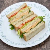 Vegan Tuna Sandwich · Vegan tuna, lettuce and tomato.