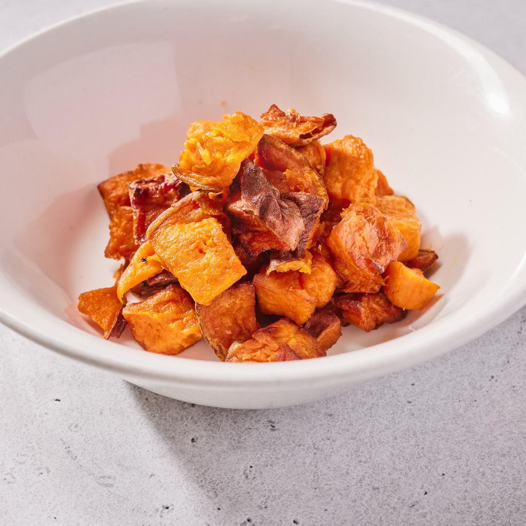 Sweet Potatoes (VG, GF) · Sweet potatoes with salt and extra virgin olive oil. Good for: gluten-free, paleo, vegan, vegetarian, whole30. We cannot make substitutions.