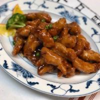 Mandarin Chicken · In a garlic savory sauce