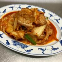 Stir-fried Kimchi and Pork Belly,  · Toss House made Kimchi with thin sliced pork belly into a perfection